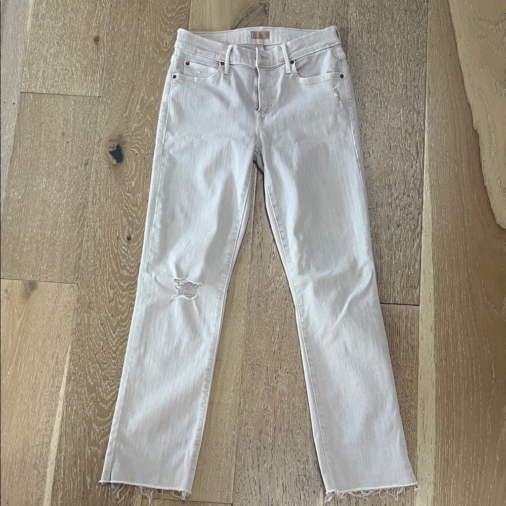 Mother The Roscoe Ankle Snippet Jeans – Cream – Size 26